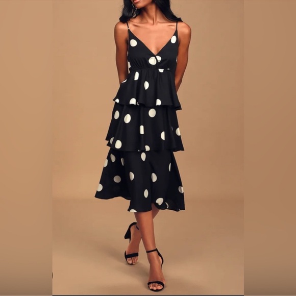 o.p.t Dresses & Skirts - Lulus O.P.T. Black and White Polka Dot Maxi Dress
